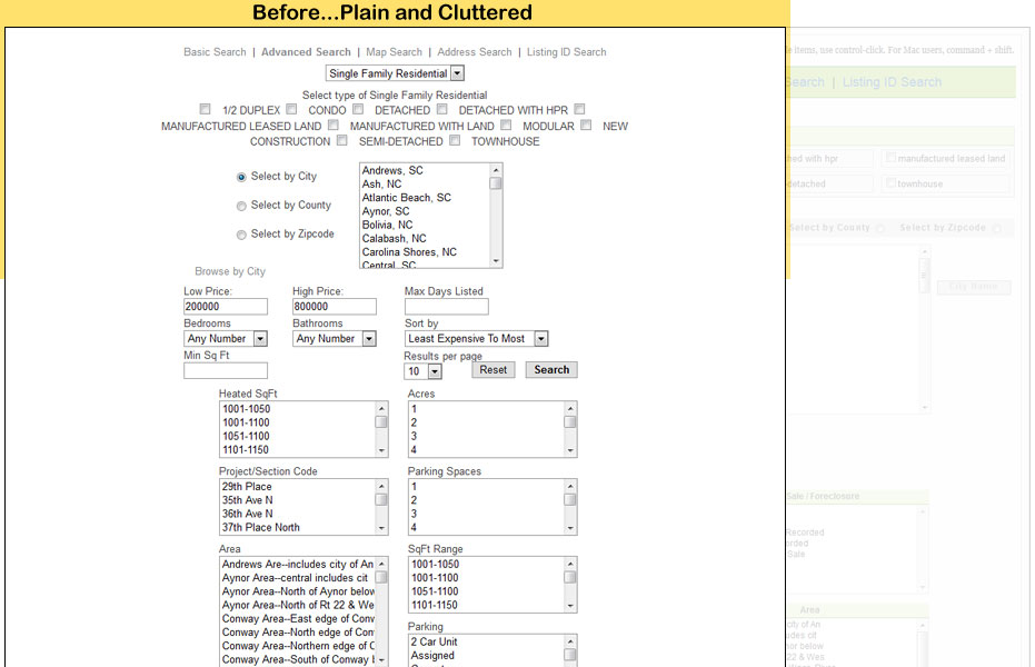 Advanced Search - Plain and Cluttered